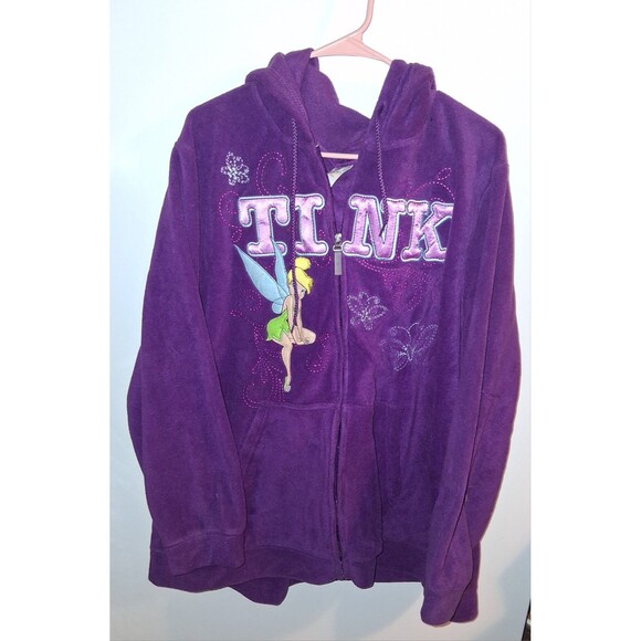 Disney Tinkerbell Purple Embroidered Hooded Zip Up Fleece Jacket Sz 3X - Picture 1 of 3